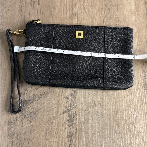 Lodis Black Leather Wristlet Purse Clutch with Gold Detail Hardware - Picture 2 of 6
